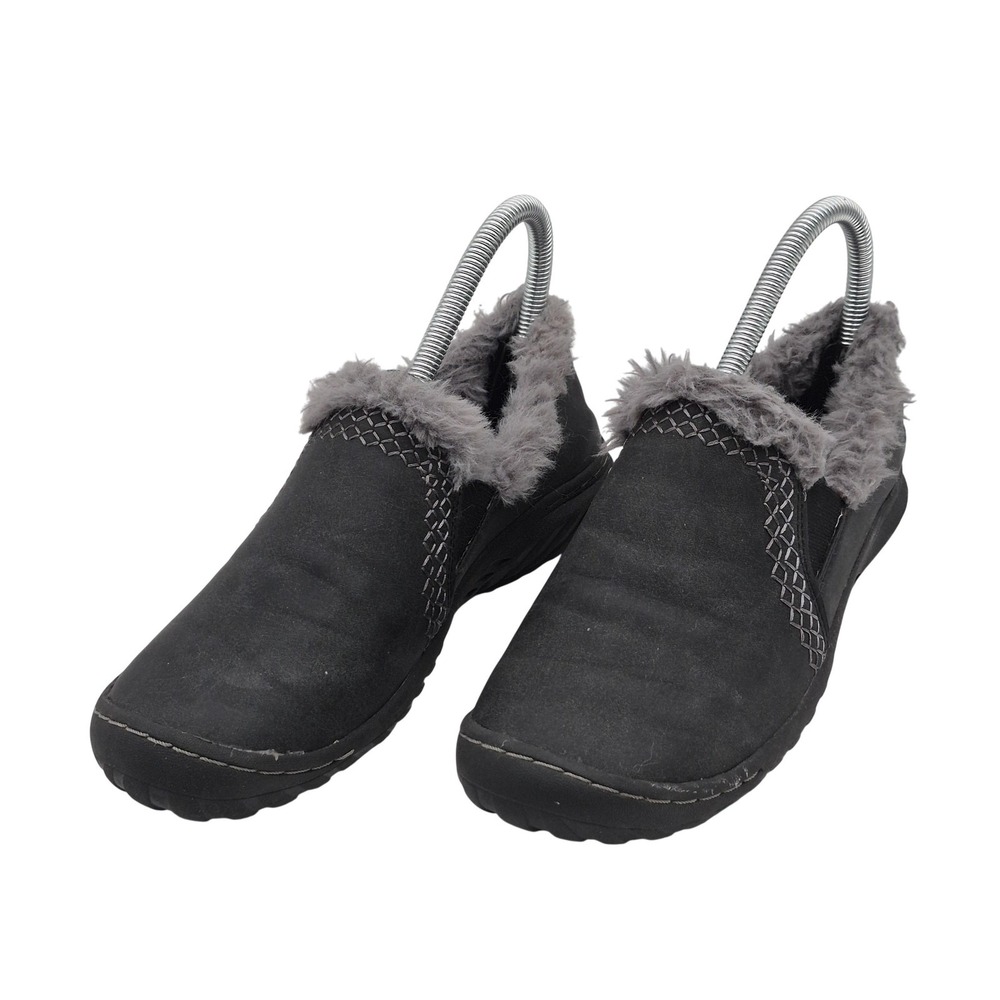 JBU Willow Shoes Womens Size 6 Gray Faux Fur Clog Slippers Memory Foam‎ Vegan